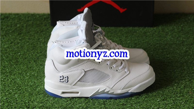 Authentic Air Jordan 5 Retro Metallic White